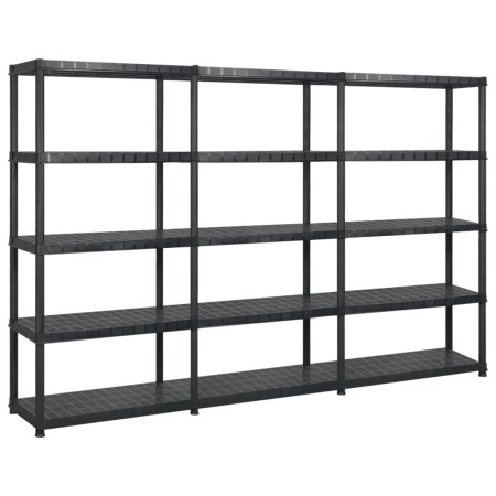 Storage shelves 5 levels black plastic 255x40x185cm by vidaXL, Industrial shelving - Ref: Foro24-3059857, Price: 233,18 €, Di...