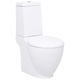 Inodoro WC redondo de cerámica flujo hacia abajo blanco de vidaXL, Baños - Ref: Foro24-3059888, Precio: 217,93 €, Descuento: %