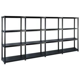 Storage shelves 4 levels black plastic 244x30.5x130 cm by vidaXL, Industrial shelving - Ref: Foro24-3059859, Price: 131,99 €,...