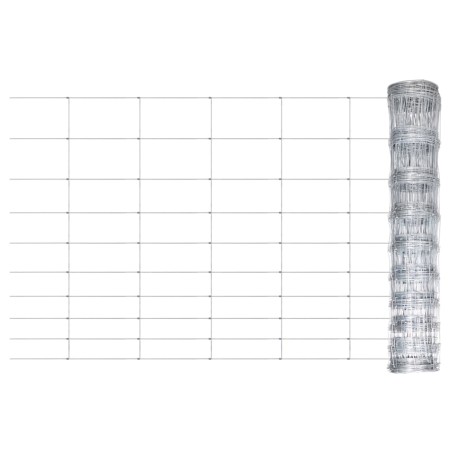 Silver galvanized steel garden fence 50x1.2 m by vidaXL, fence panels - Ref: Foro24-149485, Price: 81,47 €, Discount: %