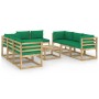 9-piece garden furniture set with impregnated wood cushions by vidaXL, Garden sets - Ref: Foro24-3065106, Price: 492,99 €, Di...