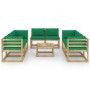 Set de muebles de jardín 9 piezas con cojines madera impregnada de vidaXL, Conjuntos de jardín - Ref: Foro24-3065106, Precio:...