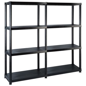 4-level black plastic storage shelf 122x30.5x130 cm by vidaXL, Industrial shelving - Ref: Foro24-3059851, Price: 71,66 €, Dis...