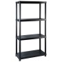 4-level black plastic storage shelf 122x30.5x130 cm by vidaXL, Industrial shelving - Ref: Foro24-3059851, Price: 70,99 €, Dis...