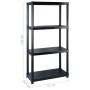 4-level black plastic storage shelf 122x30.5x130 cm by vidaXL, Industrial shelving - Ref: Foro24-3059851, Price: 70,99 €, Dis...