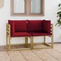 Corner garden sofa with 2 green impregnated wood cushions by vidaXL, Garden sets - Ref: Foro24-3065204, Price: 131,39 €, Disc...