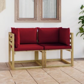 Eck-Gartensofa mit Kissen 2 Stück grün imprägniertes Holz von vidaXL, Gartensets - Ref: Foro24-3065204, Preis: 131,22 €, Raba...