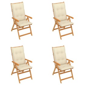 Garden chairs 4 pcs solid teak wood cream cushions by vidaXL, Garden chairs - Ref: Foro24-3065547, Price: 501,99 €, Discount: %