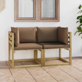 Ecksofa-Kissen für den Garten, 2 Stück, grün imprägniertes Holz von vidaXL, Gartensets - Ref: Foro24-3065174, Preis: 161,46 €...