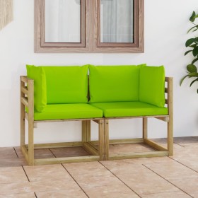 Corner garden sofa cushions 2 pcs green impregnated wood by vidaXL, Garden sets - Ref: Foro24-3065264, Price: 128,99 €, Disco...