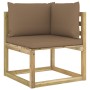 Garden corner sofa with green impregnated wood cushions by vidaXL, Modular outdoor sofas - Ref: Foro24-3065171, Price: 92,49 ...