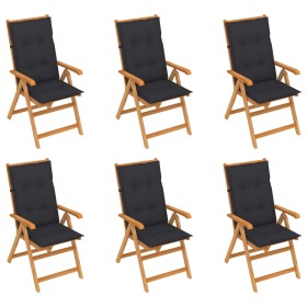 Garden chairs 6 units teak wood with anthracite gray cushions by vidaXL, Garden chairs - Ref: Foro24-3065575, Price: 683,99 €...