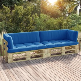 2-Sitzer-Palettensofa mit grünen Kissen aus imprägniertem Kiefernholz von vidaXL, Gartensets - Ref: Foro24-3066622, Preis: 24...