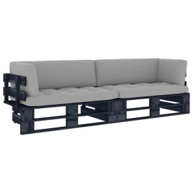 2-seater pallet sofa with pine wood cushions impregnated in black. by vidaXL, Garden sets - Ref: Foro24-3066651, Price: 268,6...