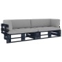 2-seater pallet sofa with pine wood cushions impregnated in black. by vidaXL, Garden sets - Ref: Foro24-3066651, Price: 244,2...