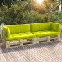 2-Sitzer-Palettensofa mit grünen Kissen aus imprägniertem Kiefernholz von vidaXL, Gartensets - Ref: Foro24-3066623, Preis: 24...