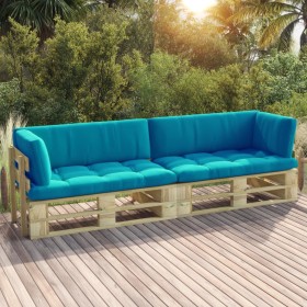 2-Sitzer-Palettensofa mit grünen Kissen aus imprägniertem Kiefernholz von vidaXL, Gartensets - Ref: Foro24-3066617, Preis: 23...