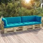 2-seater pallet sofa with green cushions impregnated pine wood by vidaXL, Garden sets - Ref: Foro24-3066617, Price: 230,99 €,...