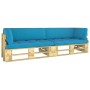 2-seater pallet sofa with green cushions impregnated pine wood by vidaXL, Garden sets - Ref: Foro24-3066617, Price: 230,99 €,...