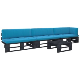 4-piece pallet furniture and black impregnated pine wood cushions by vidaXL, Garden sets - Ref: Foro24-3066725, Price: 340,99...