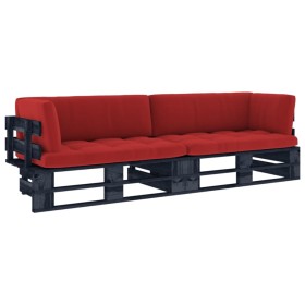 2-seater pallet sofa with black impregnated pine wood cushions by vidaXL, Garden sets - Ref: Foro24-3066655, Price: 225,04 €,...