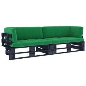 2-seater pallet sofa with black impregnated pine wood cushions by vidaXL, Garden sets - Ref: Foro24-3066654, Price: 199,75 €,...