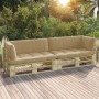 2-Sitzer-Palettensofa mit grünen Kissen aus imprägniertem Kiefernholz von vidaXL, Gartensets - Ref: Foro24-3066616, Preis: 26...