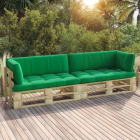 2-Sitzer-Palettensofa mit grünen Kissen aus imprägniertem Kiefernholz von vidaXL, Gartensets - Ref: Foro24-3066618, Preis: 23...