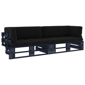 2-seater pallet sofa with black impregnated pine wood cushions by vidaXL, Garden sets - Ref: Foro24-3066656, Price: 238,99 €,...