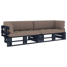 2-Sitzer-Palettensofa mit Kissen aus schwarz imprägniertem Kiefernholz von vidaXL, Gartensets - Ref: Foro24-3066657, Preis: 2...