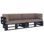 2-seater pallet sofa with black impregnated pine wood cushions by vidaXL, Garden sets - Ref: Foro24-3066657, Price: 255,99 €,...