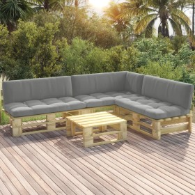 4-piece pallet furniture and green impregnated pine wood cushions by vidaXL, Garden sets - Ref: Foro24-3066687, Price: 402,99...