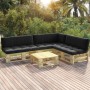 4-piece pallet furniture and green impregnated pine wood cushions by vidaXL, Garden sets - Ref: Foro24-3066692, Price: 381,42...