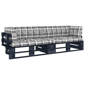 2-seater pallet sofa with black impregnated pine wood cushions by vidaXL, Garden sets - Ref: Foro24-3066662, Price: 229,03 €,...