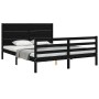 Bed frame with black solid wood headboard 160x200 cm by vidaXL, Beds and slatted bases - Ref: Foro24-3194650, Price: 184,99 €...