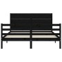 Bed frame with black solid wood headboard 160x200 cm by vidaXL, Beds and slatted bases - Ref: Foro24-3194650, Price: 184,99 €...