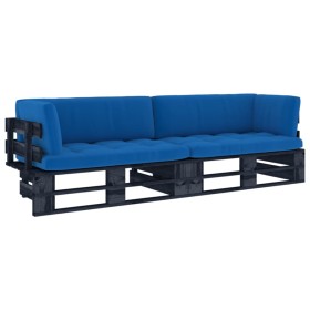 2-seater pallet sofa with pine wood cushions impregnated in black. by vidaXL, Garden sets - Ref: Foro24-3066658, Price: 225,0...