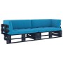 2-seater pallet sofa with pine wood cushions impregnated in black. by vidaXL, Garden sets - Ref: Foro24-3066653, Price: 209,9...