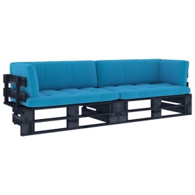 2-seater pallet sofa with pine wood cushions impregnated in black. by vidaXL, Garden sets - Ref: Foro24-3066653, Price: 213,3...