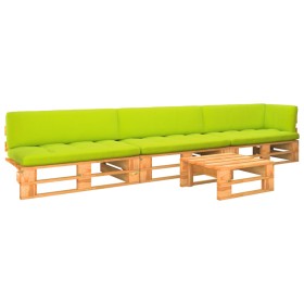 4-piece pallet furniture and honey-impregnated pine wood cushions by vidaXL, Garden sets - Ref: Foro24-3066743, Price: 350,98...