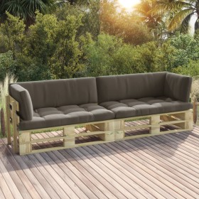 2-Sitzer-Palettensofa mit grünen Kissen aus imprägniertem Kiefernholz von vidaXL, Gartensets - Ref: Foro24-3066621, Preis: 27...