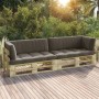 2-Sitzer-Palettensofa mit grünen Kissen aus imprägniertem Kiefernholz von vidaXL, Gartensets - Ref: Foro24-3066621, Preis: 27...