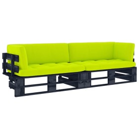 2-seater pallet sofa with black impregnated pine wood cushions by vidaXL, Garden sets - Ref: Foro24-3066659, Price: 200,98 €,...