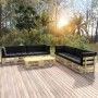 Muebles de palets 6 pzas y cojines madera pino impregnada verde de vidaXL, Conjuntos de jardín - Ref: Foro24-3066980, Precio:...