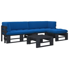 4-piece pallet furniture and black impregnated pine wood cushions by vidaXL, Garden sets - Ref: Foro24-3066802, Price: 275,35...