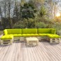 6-piece pallet furniture and green impregnated pine wood cushions by vidaXL, Garden sets - Ref: Foro24-3066911, Price: 540,71...