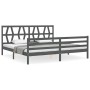 Gray solid wood bed frame with headboard 200x200 cm by vidaXL, Beds and slatted bases - Ref: Foro24-3194398, Price: 167,92 €,...