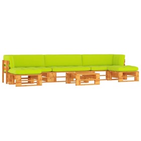 6-piece pallet furniture and honey-impregnated pine wood cushions by vidaXL, Garden sets - Ref: Foro24-3066959, Price: 486,99...