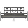 Gray solid wood bed frame with headboard 200x200 cm by vidaXL, Beds and slatted bases - Ref: Foro24-3194398, Price: 167,92 €,...