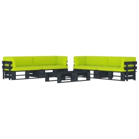 6-piece pallet furniture and black impregnated pine wood cushions by vidaXL, Garden sets - Ref: Foro24-3067019, Price: 538,15...